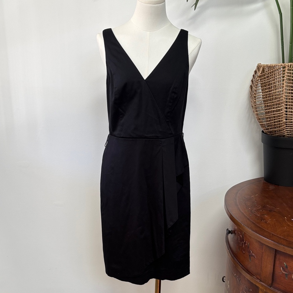 White House Black Market Elegant Black Sleeveless Dress Festive Gathered 6